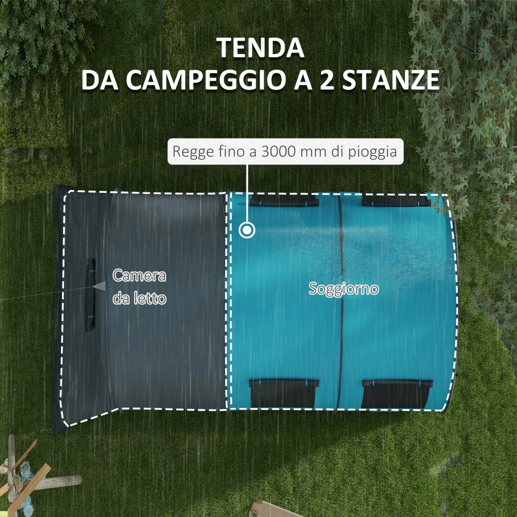 Tenda da Campeggio 3 Posti ¨C Minimal ¨C Grigio e Blu, 480x260x200 cm