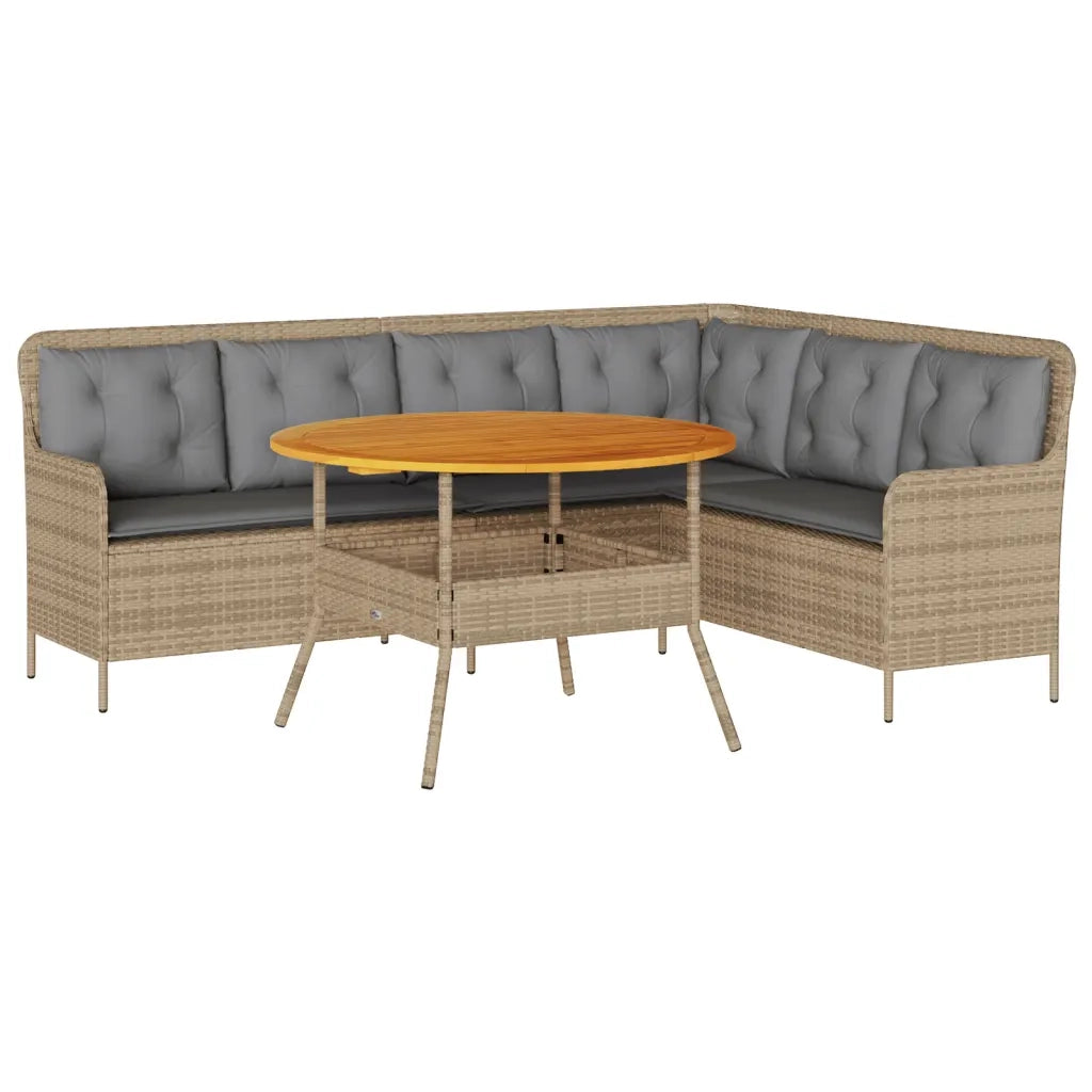 Set Divani da Giardino 2 pz con Cuscini Beige in Polyrattan