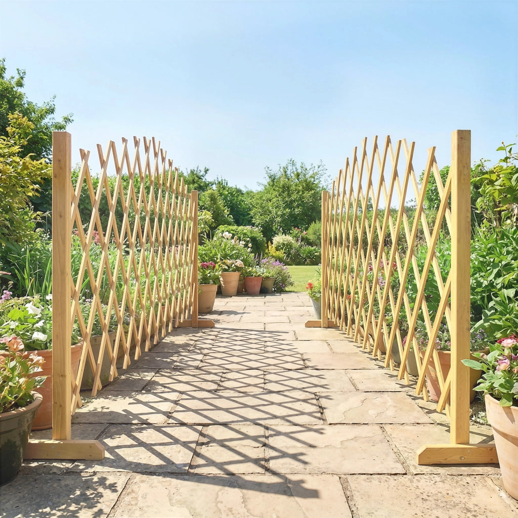 Set di 2 Pannelli per Recinzione da Giardino Estensibile in Legno ¨C Minimal ¨C 180x30x103 cm Naturale