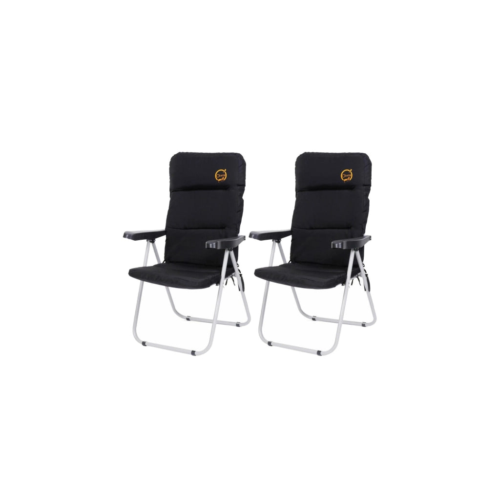 Set di 2 comode poltrone da campeggio pieghevoli - O'Camp - Regolabili in più posizioni - 70 x 105 x 62 cm