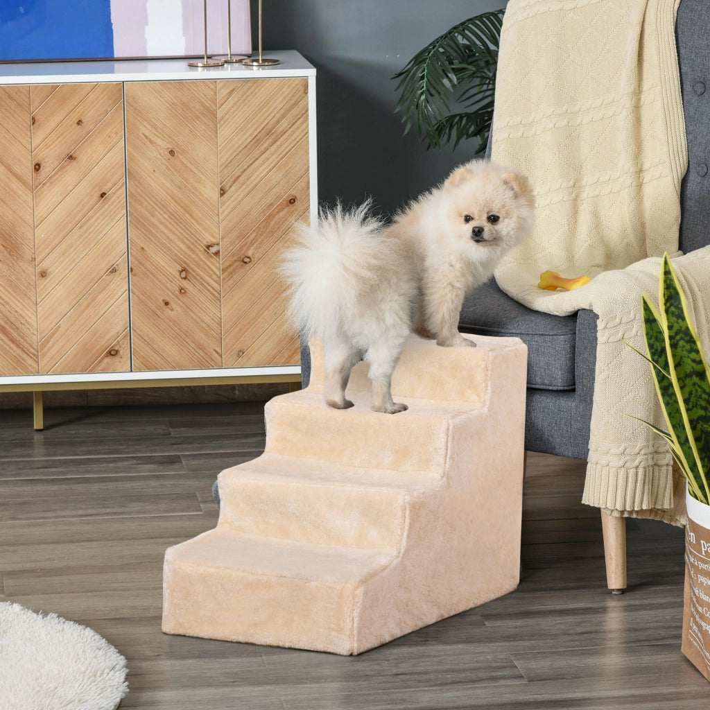 Scala per Cani e Gatti 4 Gradini ¨C Xylo ¨C Antiscivolo Beige 60x35x44cm