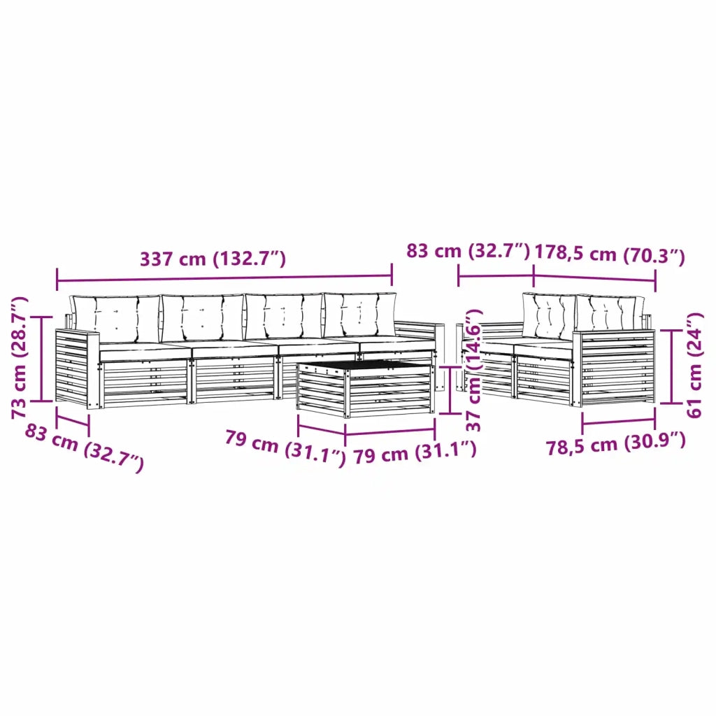 Set di divani da esterno 7 pcs Bianco e Antracite 3390092