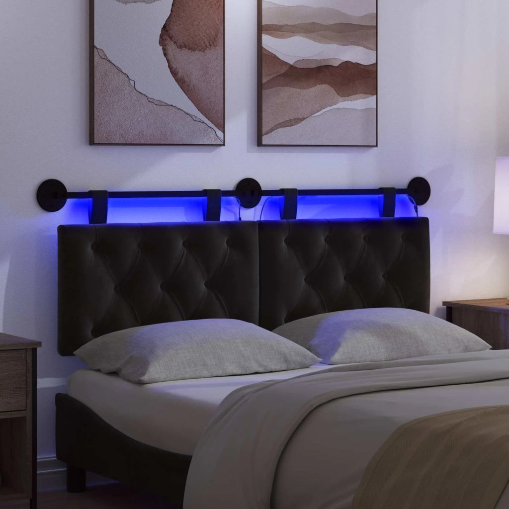 Testiera sospesa Con luce LED Nero Velluto 3424643