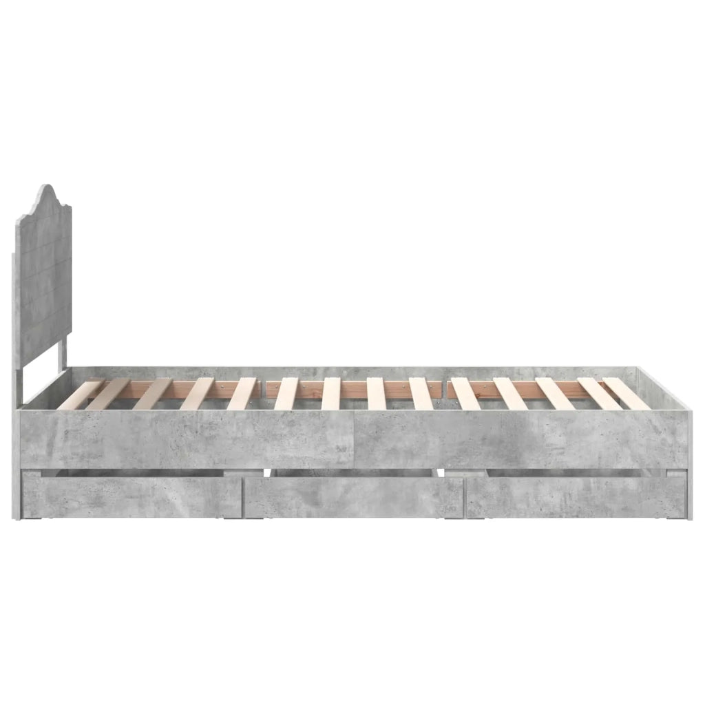 Letto singolo | Letto per adulti | Struttura del letto con cassetto Grigio Cemento 75 x 190 cm
