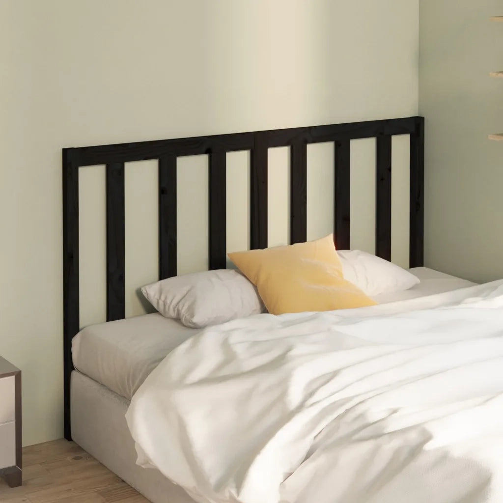 Testiera per Letto-Testata-Testiera Decorativa Nera 126x4x100 cm in Legno Massello di Pino 967190