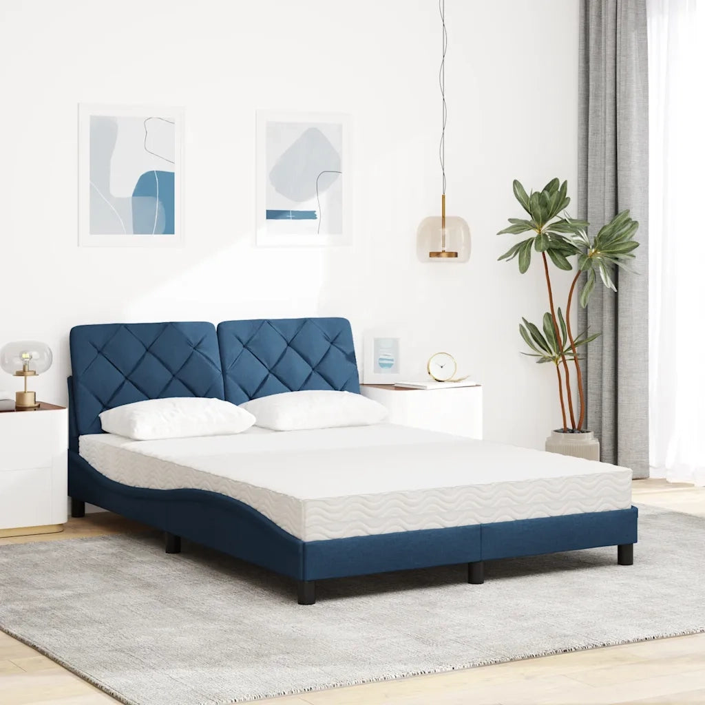 Letto con Materasso Blu 140x200 cm in Tessuto 3310747