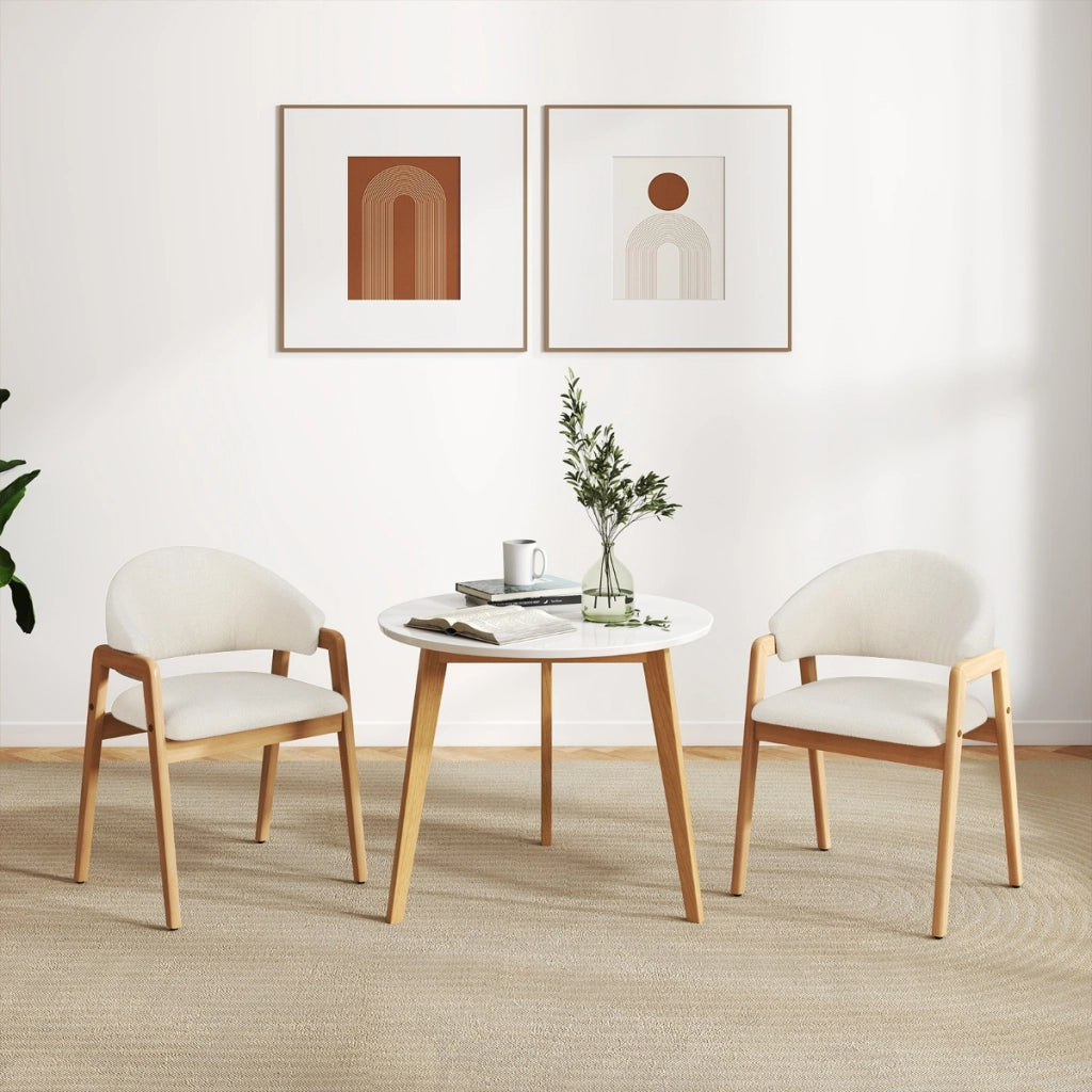 Set di 2 sedie da pranzo moderne con seduta imbottita e schienale curvo ergonomico, Sedie per sala da pranzo Bianco-Sedie da pranzo