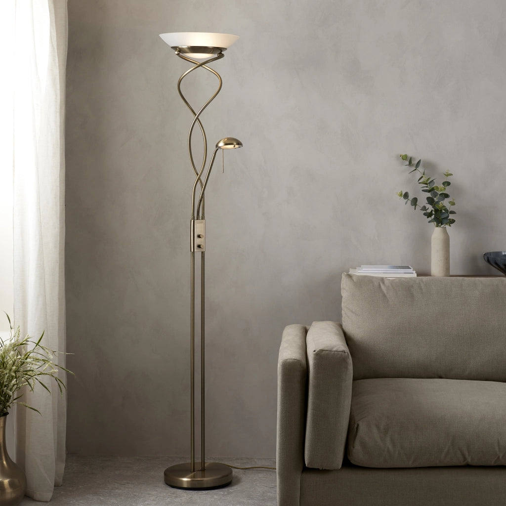 Lampada da terra Monaco Endon ottone antico lettura
