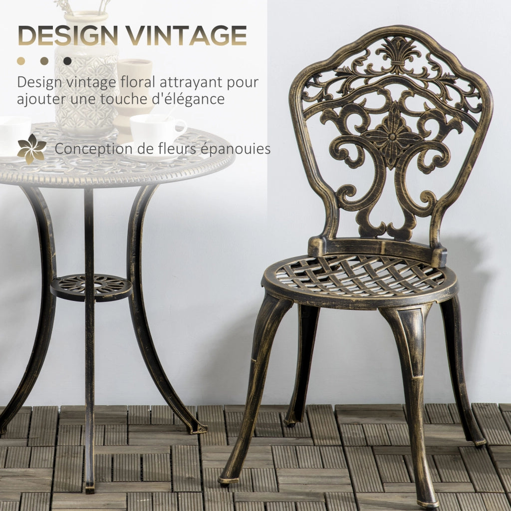 Set bistrot giardino alluminio 3 pezzi ¨C Xylo ¨C 2 sedie + tavolo rotondo effetto ferro battuto