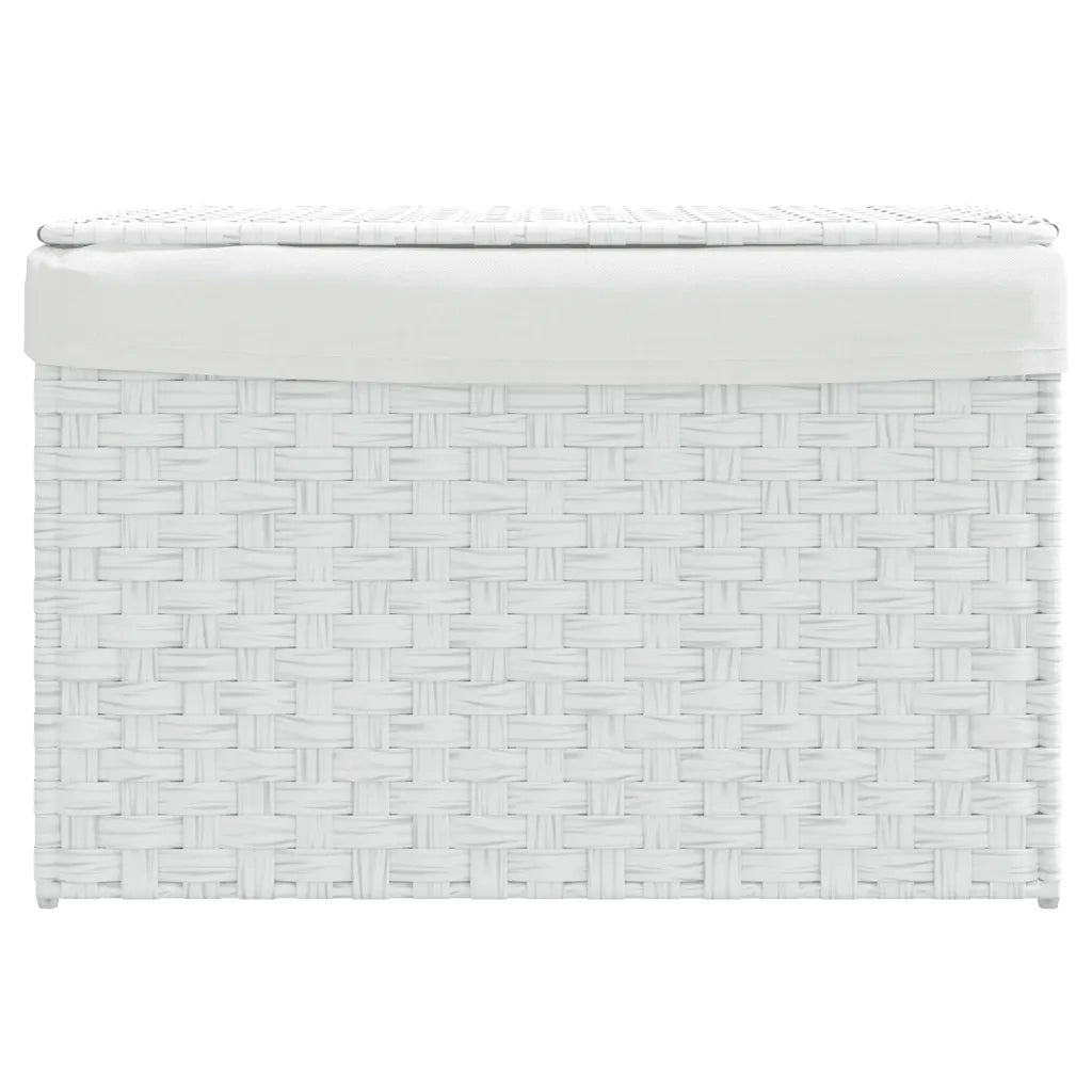 Cesto Portabiancheria Coperchio Bianco 55,5x35x34 cm Polyrattan CFW4981984