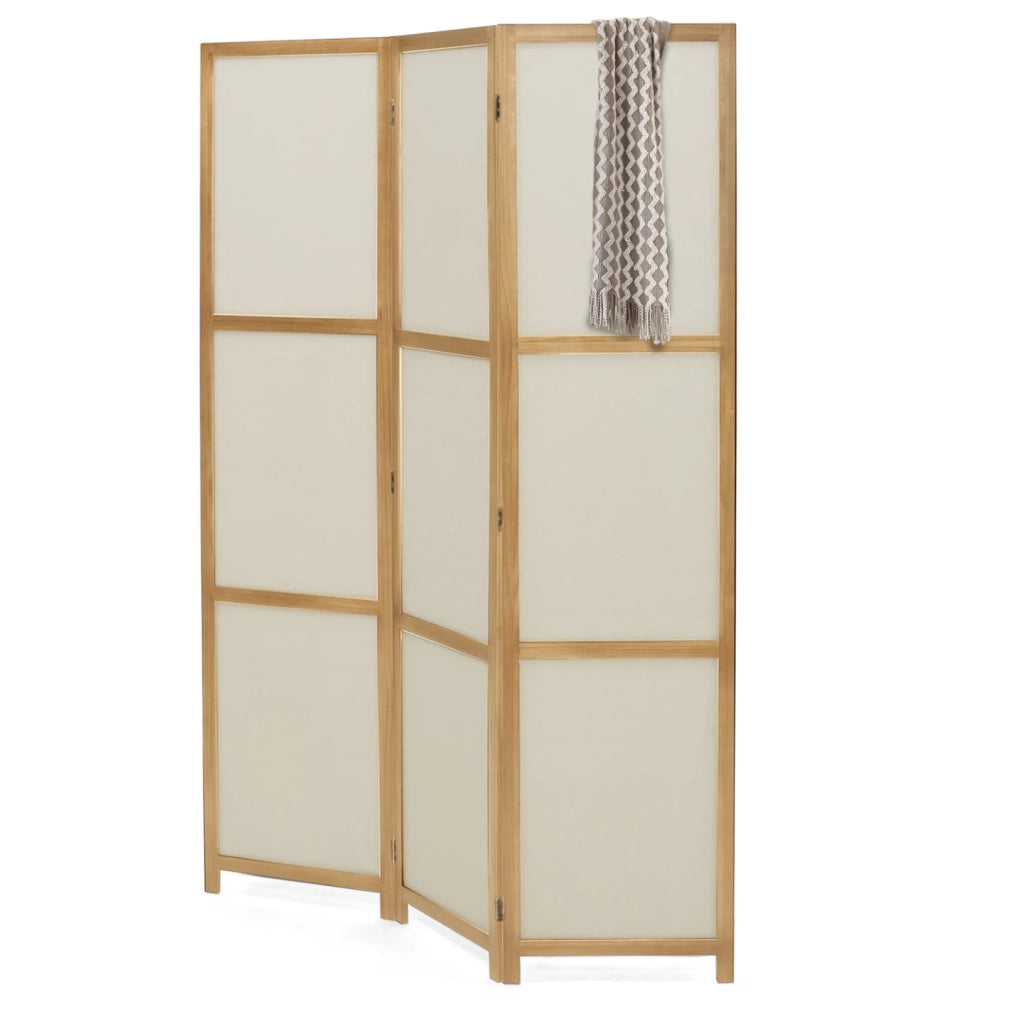 IDMarket - Paravento interno in legno e tessuto beige
