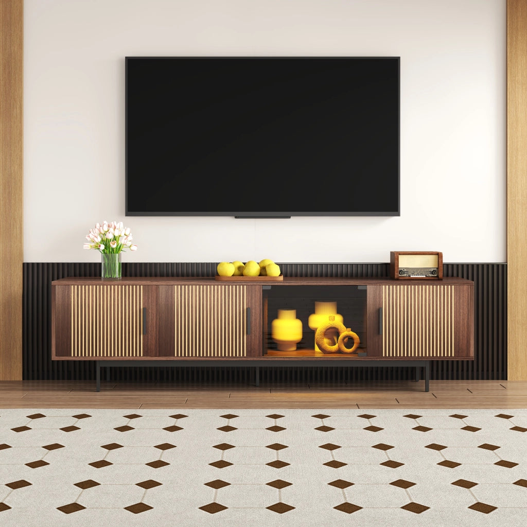 MOBILE TV 200x35x53 cm con LED Bluetooth MDF Nero e Noce
