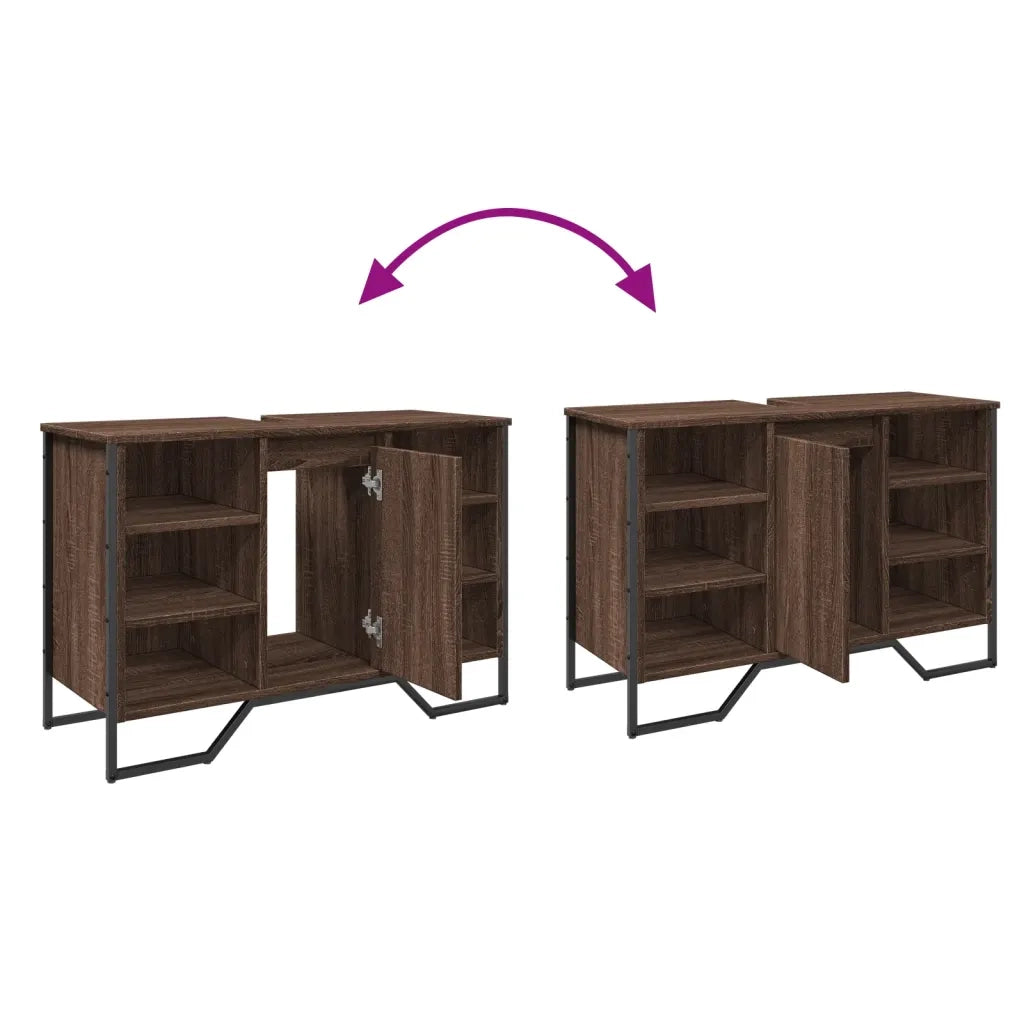 Mobile bagno moderno con vano contenitore 91 x 35 x 60 cm legno composito marrone 02_0049582