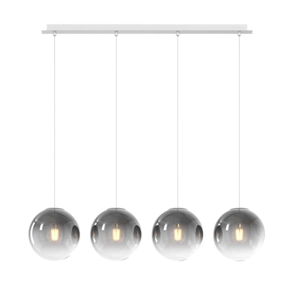 Lampadario Moderno Big Eclipse Metallo Bianco Vetro Fumè 4 Luci E27