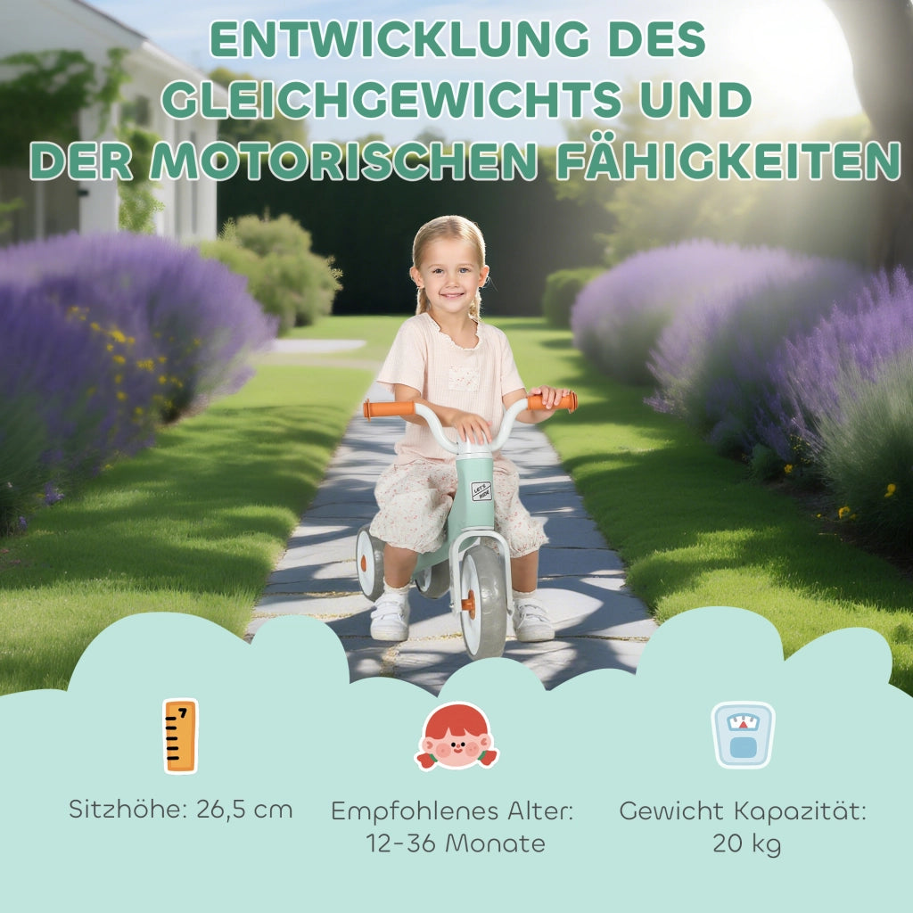Bici senza pedali per bambini 12-36 mesi ¨C Xylo ¨C Verde con 3 ruote silenziose