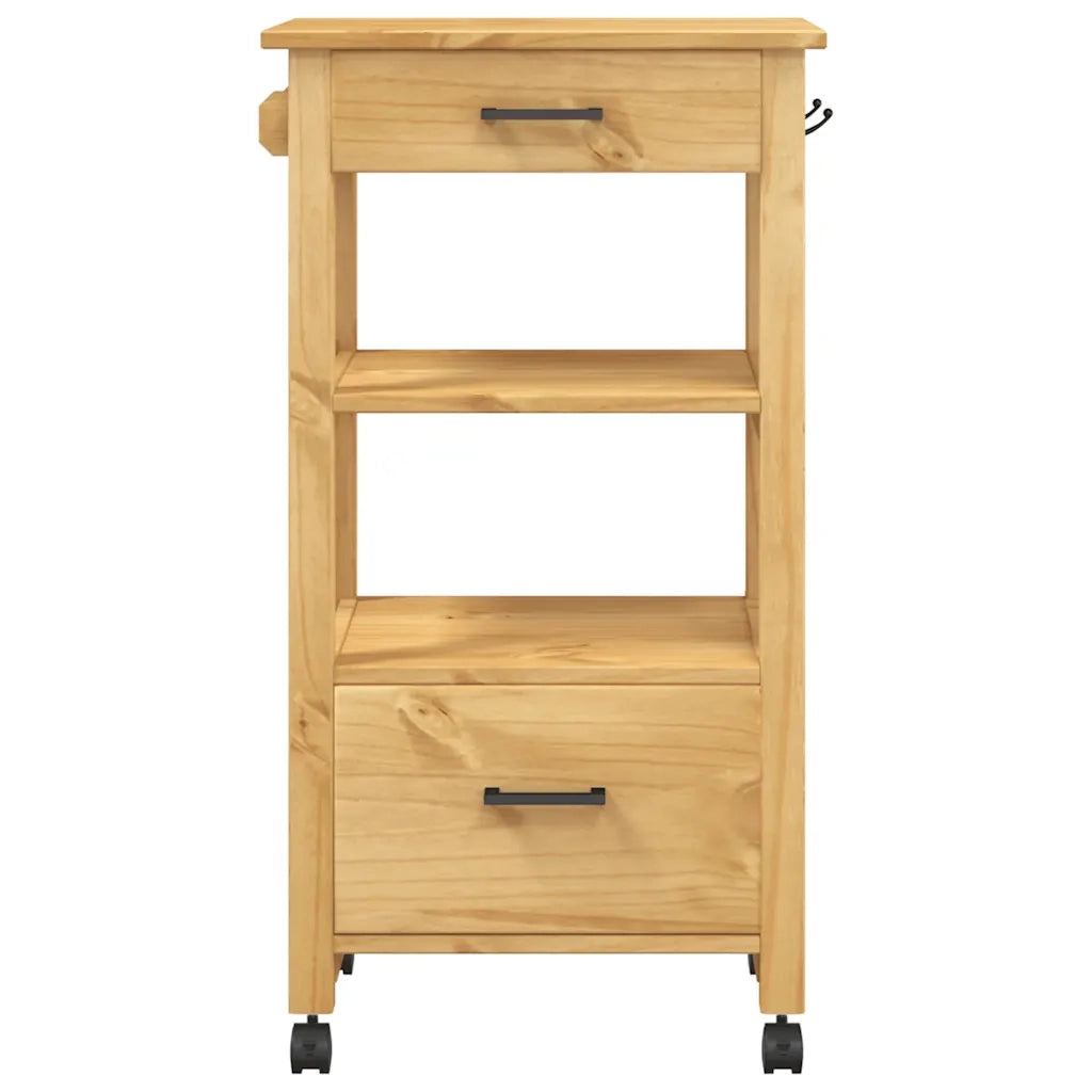 Carrello da Cucina-Scaffale per Cucina MONZA 48x40x88,5 cm in Legno Massello di Pino 388889