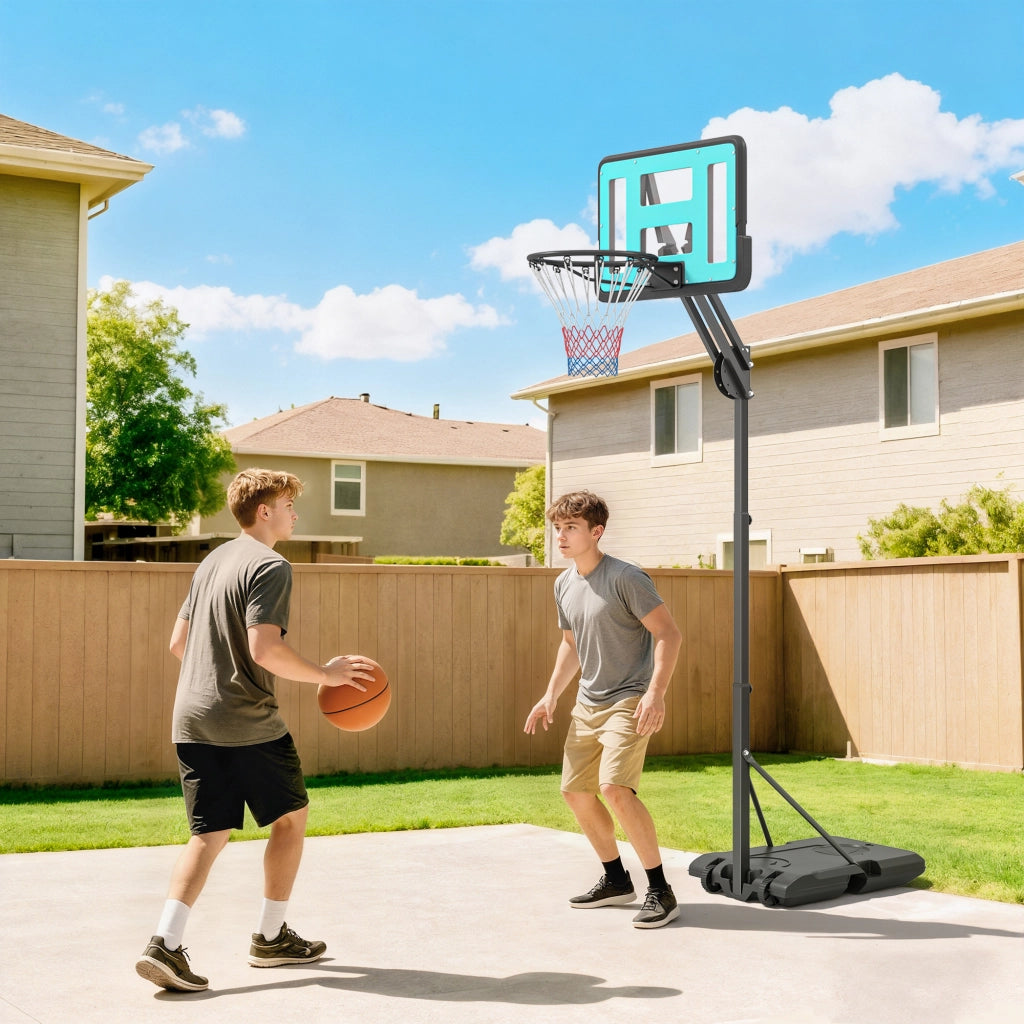 Canestro da Basket Regolabile con Ruote ¨C Minimal ¨C Nero, 146-236 cm