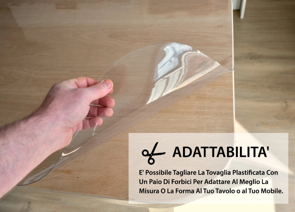 Tovaglia Antimacchia Plastificata PVC Trasparente Proteggi Tavolo - 140x500 - Trasparente
