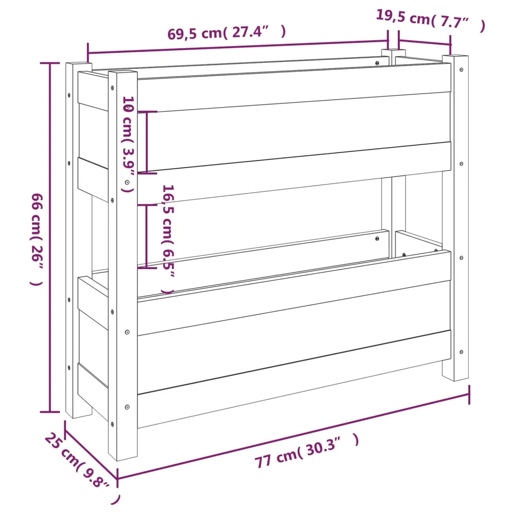 Fioriera | Cassetta per fiori | Vaso Marrone Ambra 77x25x66 cm in Legno Massello di Pino