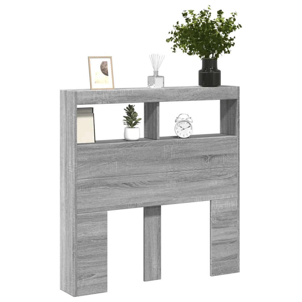 Testiera | Testata con Contenitore a LED Grigio Sonoma 100x17x102 cm
