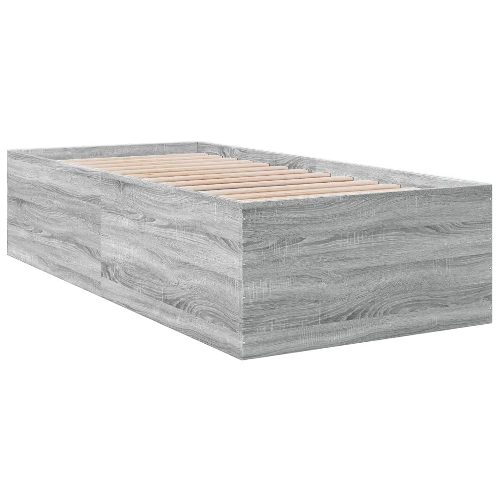Letto singolo | Letto per adulti | Giroletto Grigio Sonoma 75x190 cm in Legno Multistrato