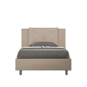Letto una piazza e mezza con rete imbottito 120x210 similpelle tortora Appia