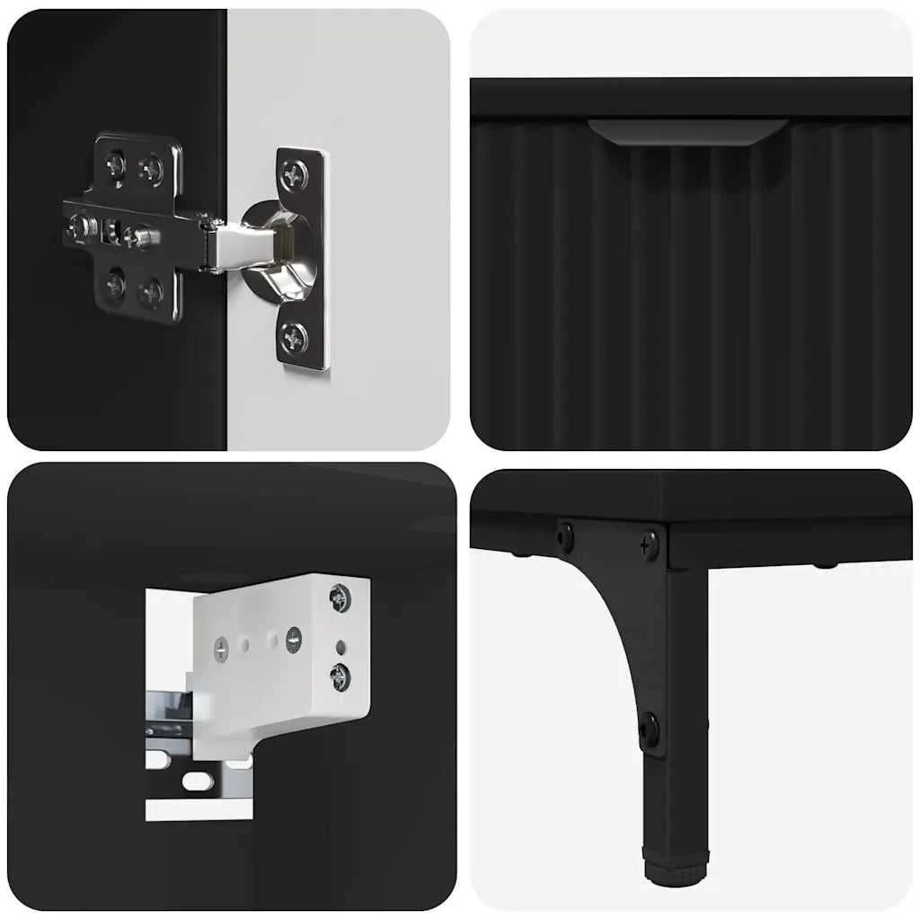 Set di mobili per il bagno Nero Legno ingegnerizzato, Metallo 3393114