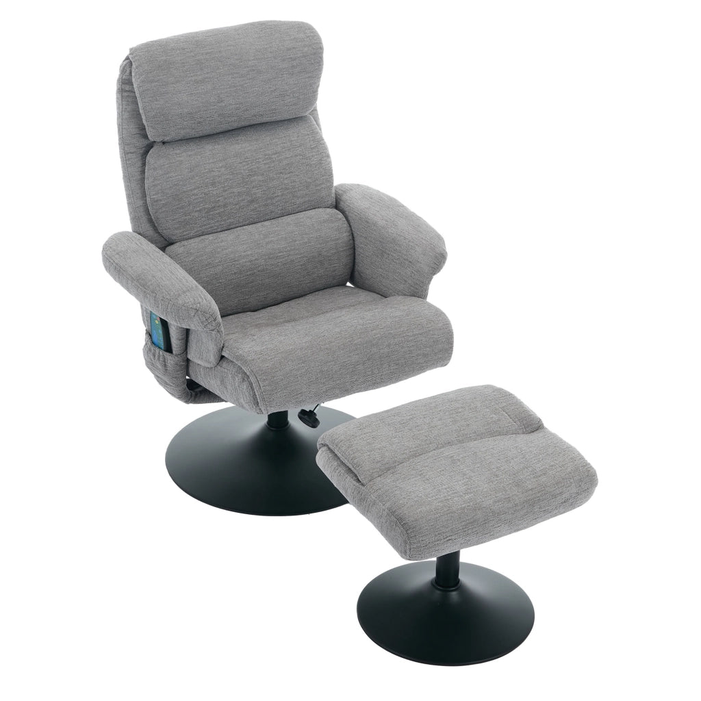 Poltrona Relax Massaggio - Zephmum - Riscaldamento Elettrico - 360¡ã Girevole - Grigio Chenille