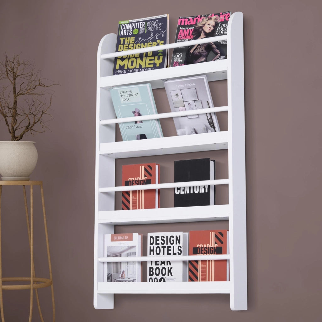 Libreria a Muro 4 Ripiani ¨C Xylo ¨C Bianco 59x12x113cm