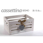 Trade Shop - Cassettina Porta Oggetti In Legno Con Manici Decoro Cuore 20x13x8,5 Cm 738258 -