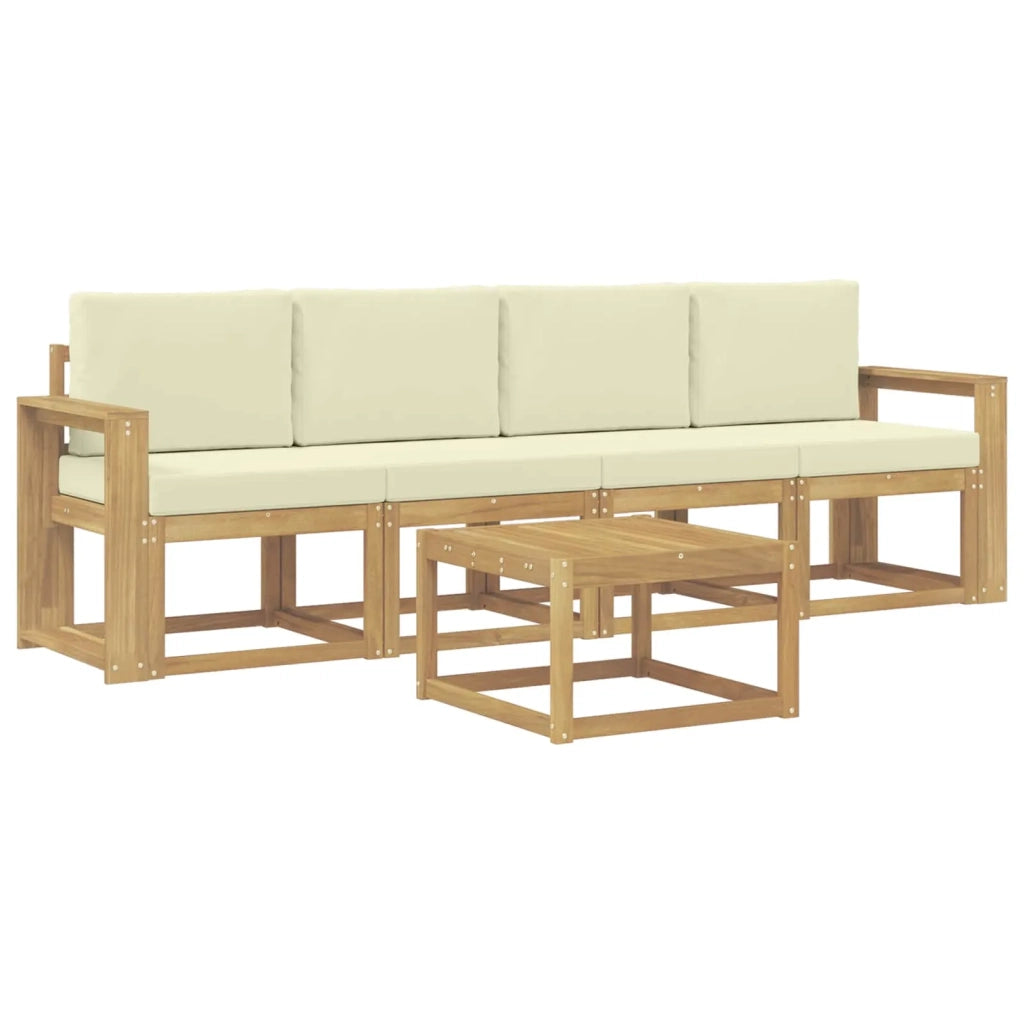 Set di divani da esterno 5 pz Bianco e Crema 3387214