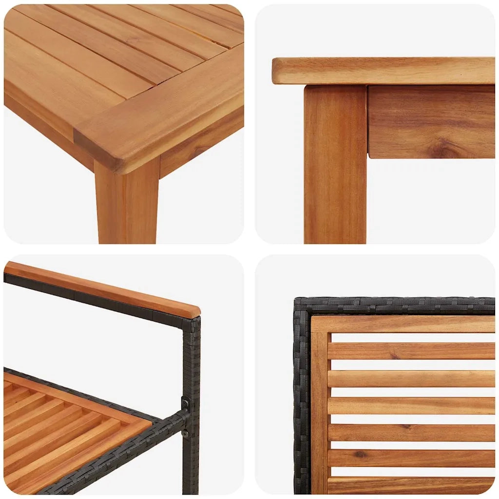 Set da Pranzo per Giardino 9 pcs Nero Legno di Acacia Massello 3365544