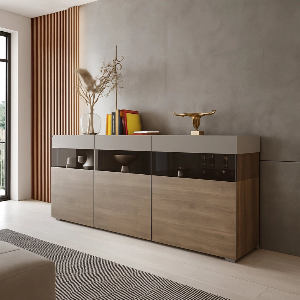 Madia Fanna, Credenza 3 Ripiani, 180x41x80h cm Marrone