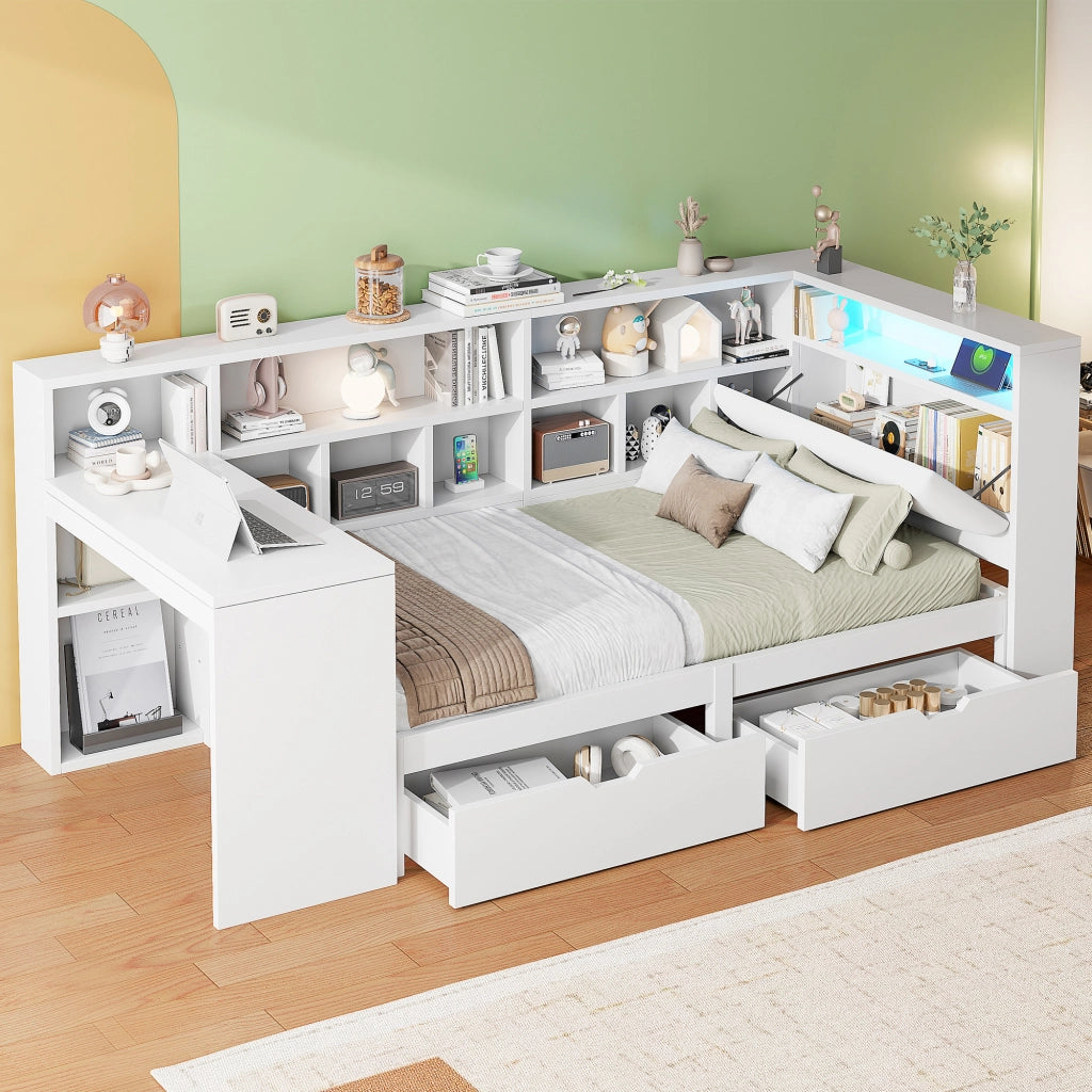letto piattaforma in mdf e compensato bianco 90 x 200 cm