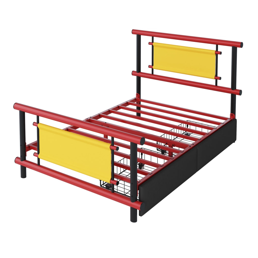 Letto per bambini 90x200 cm con cassetti in metallo