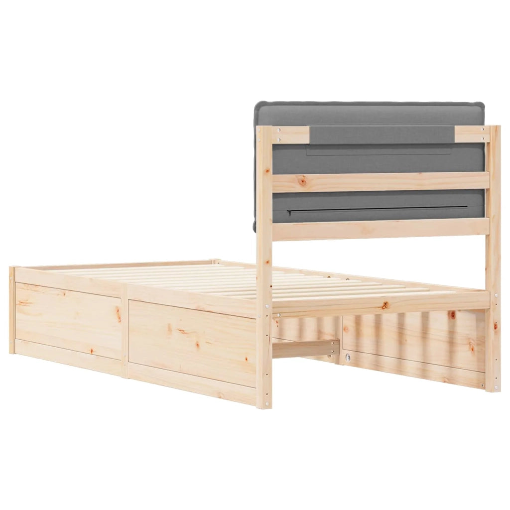Letto con Testiera Rivestita Grigio chiaro 90 x 200 cm 877584
