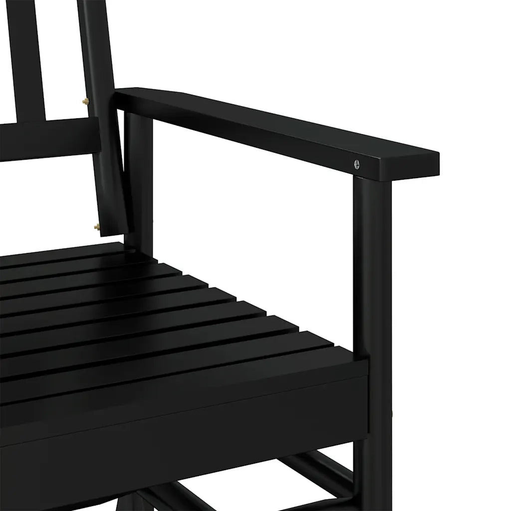 Panca a Dondolo-Sgabello-Panca da esterno Nera 118x70x104,5cm in Legno Massello di Pioppo