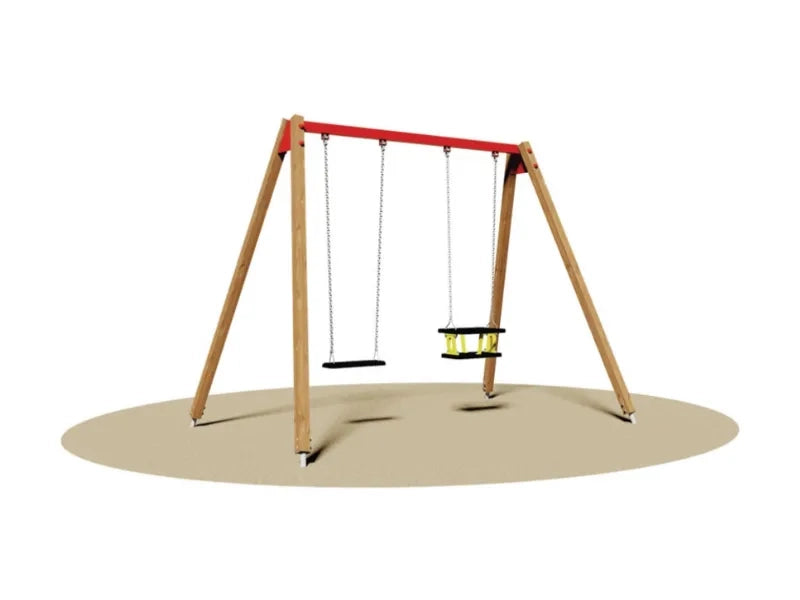 Altalena Kenya 856 Giochipark 2 posti struttura mista legno/acciaio h 230cm - Gabbia