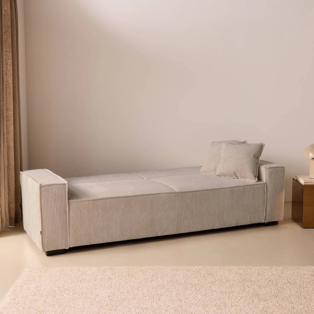 Divano letto in velluto a coste, 3 posti, beige