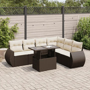 Set Divani da Giardino 7 pz con Cuscini Marrone in Polyrattan 3326654