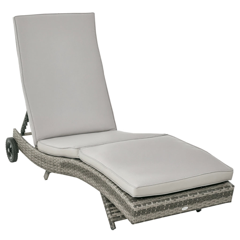 Sdraio da Giardino in Rattan PE ¨C Xylo ¨C Schienale Regolabile, Cuscino, 207x70x70cm, Grigio