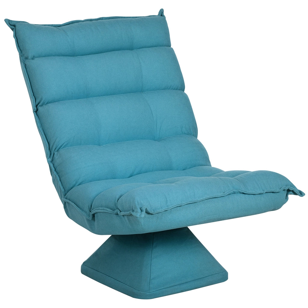 Poltrona Relax Girevole ¨C Xylo ¨C Velluto Blu Schienale Reclinabile 5 Posizioni 62x70x95cm