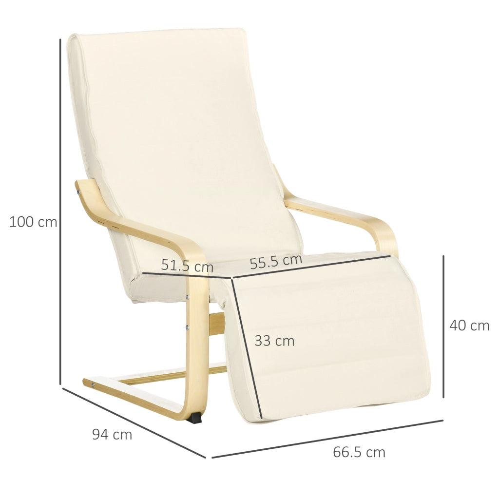 Poltrona Relax Reclinabile con Poggiapiedi e Poggiatesta ¨C Zephmum ¨C Tessuto Crema 66.5x94x100 cm