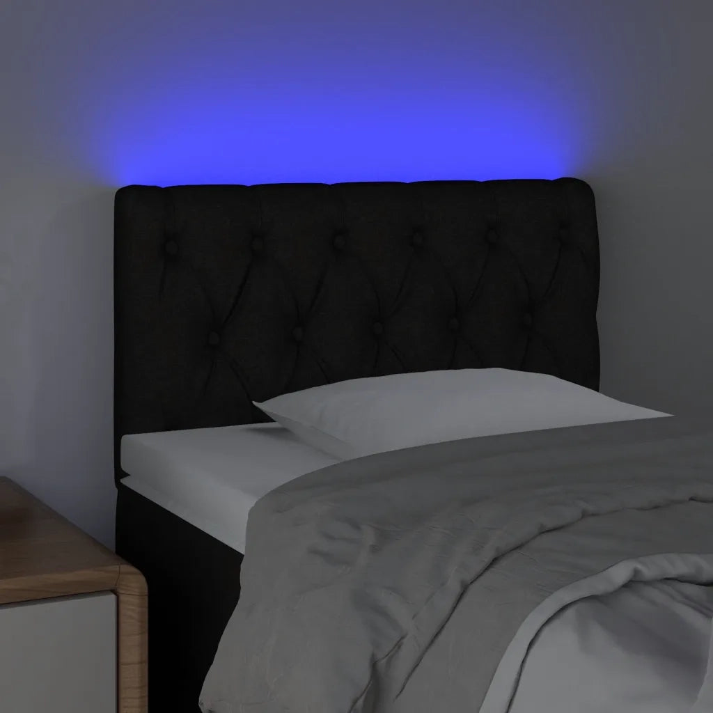 Testiera a LED-Testata con LED Nera 80x7x78/88 cm in Tessuto