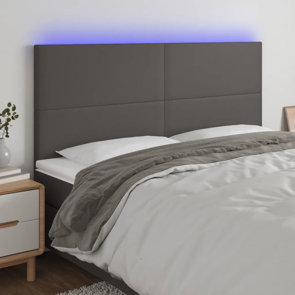 Testiera a LED-Testata con LED Grigio 200x5x118/128cm in Similpelle 902988