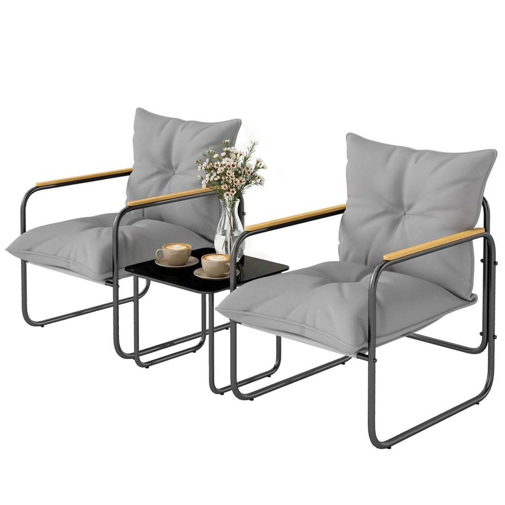 Set Bistr¨° 3 Pezzi ¨C Zephmum ¨C Grigio Scuro, Metallo, Cuscini