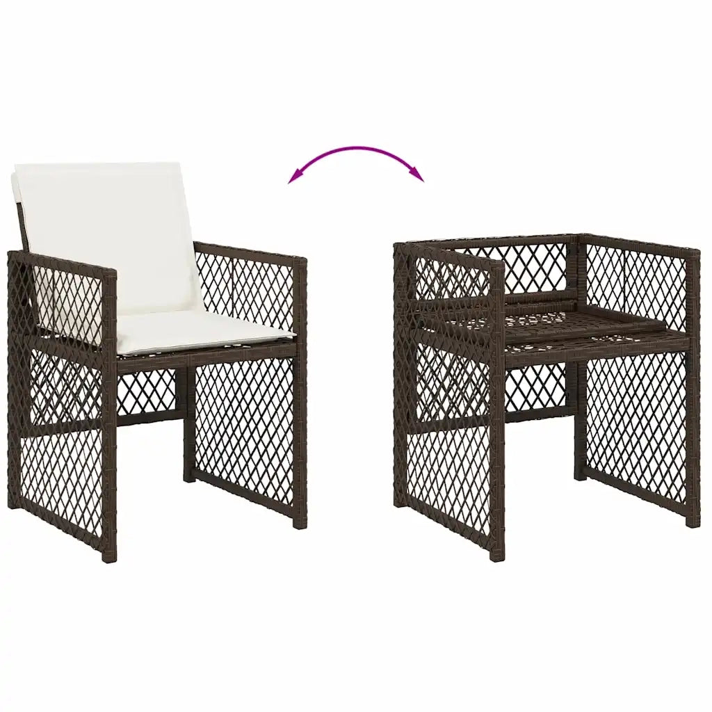 Set da Pranzo da Giardino 13pz con Cuscini Marrone Polyrattan 3210861