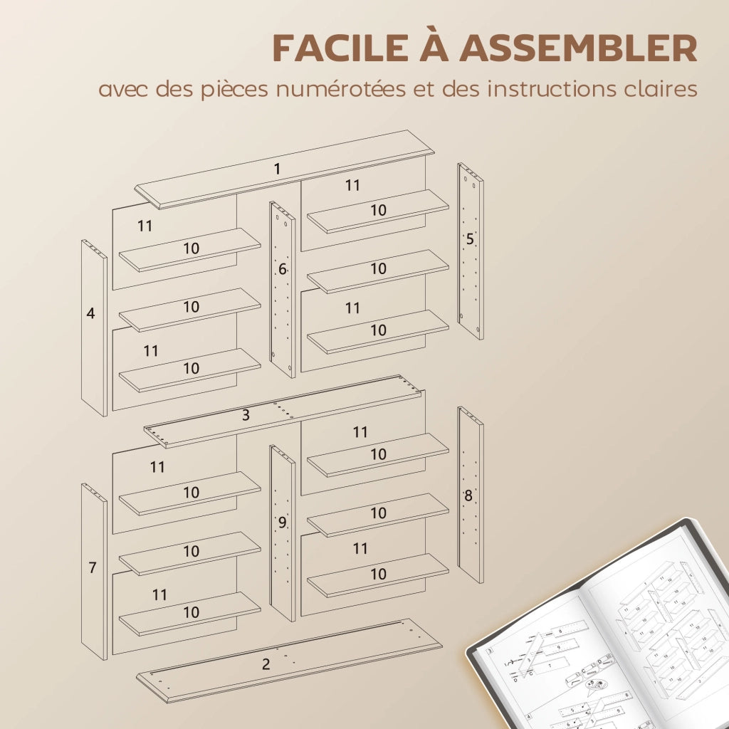 Cassettiera per CD e DVD con 16 scomparti e 12 ripiani regolabili ¨C Minimal ¨C marrone