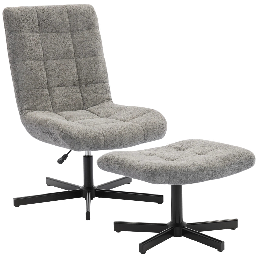 Poltrona Relax Reclinabile 4 Livelli ¨C Xylo ¨C Tessuto Effetto Velluto Grigio con Poggiapiedi, 66x80x93-104 cm