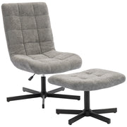 Poltrona Relax Reclinabile 4 Livelli ¨C Xylo ¨C Tessuto Effetto Velluto Grigio con Poggiapiedi, 66x80x93-104 cm